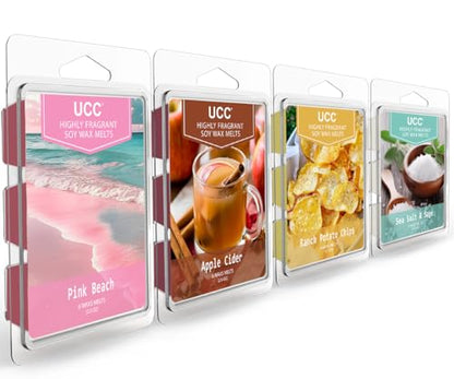 UCC Wax Melts, Premium Plant Based Natural Soy Scented Melts Cubes, Wax Melts Tarts, Colored Wax Melt Gift-4 Pack - color: Set Z
