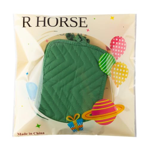 R HORSE 6 Pack Green Pot Holders for Kitchen with Pockets, 7''x 9'' | Cotton Kitchen Potholder, Heat Resistant Oven Mitts, Non-Slip Hot Pads Terry Cloth, Ideal for Cooking, Baking, Christmas Gift - color: Green