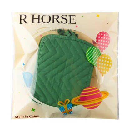 R HORSE 6 Pack Green Pot Holders for Kitchen with Pockets, 7''x 9'' | Cotton Kitchen Potholder, Heat Resistant Oven Mitts, Non-Slip Hot Pads Terry Cloth, Ideal for Cooking, Baking, Christmas Gift - color: Green