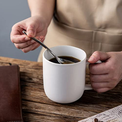 AmorArc 14oz Coffee Mugs Set of 6, Ceramic Coffee Mugs with Large Handle & Wavy Rim for Latte/Hot Cocoa/Tea, Stylish Coffee Cups for Men Women. Oven,Dishwasher&Microwave Safe, Matte White - color: Matte White