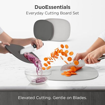 Kitchen Mama DuoEssentials TPU Cutting Board Set, 2 Sizes, Metal Gray | Knife Friendly, Non Slip, Dishwasher Safe, Flexible with Juice Groove, Odor Resistant - color: Metal Gray