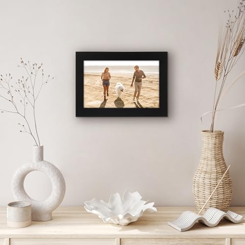 Americanflat 5x8 Picture Frame - Engineered Wood - Black | Shatter-resistant glass, wall or tabletop display with included easel, sawtooth hangers included - color: Black, size: 5x8