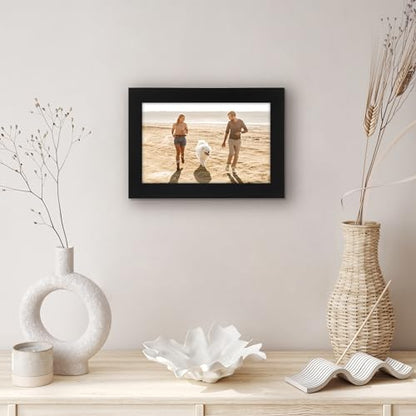 Americanflat 5x8 Picture Frame - Engineered Wood - Black | Shatter-resistant glass, wall or tabletop display with included easel, sawtooth hangers included - color: Black, size: 5x8