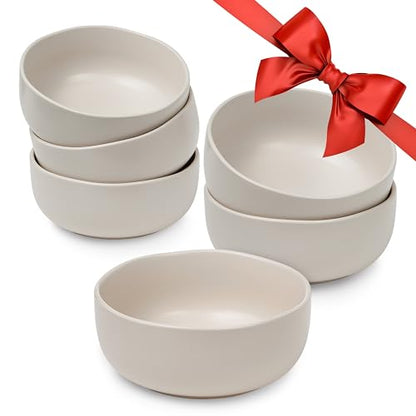 Sheffield Home Large Stoneware Cereal Bowls - Set of 6, 28oz Capacity - Dishwasher & Microwave Safe - 6" Diameter, Stylish & Functional for Everyday Use – Blush - color: Blush