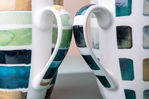 Set of 4 11.5oz Marble Patterns Coffee Mugs, Ceramic Tea Cup Set.