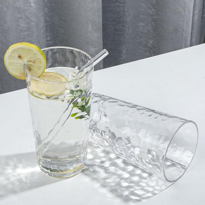 BPA-Free Plastic Tumblers 8 Pack (8x22oz) | Reusable Dishwasher Safe | Stackable Shatterproof Cups | Plastic Drinkware & Drinking Tumblers for Restaurant, Home, Party - color: Transparent, size: 8-Pack