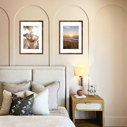 A2 Picture Frame with A3 Mat, Display 11.7x16.5 inch A3 with Mat or 16.5x23.4 inch A2 Without Mat, Wood 16.5 by 23.4 Photo Frame for Wall Hanging, Deep Brown, 3 Pack - size: A2, 16.5x23.4 inch