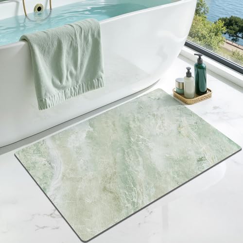 LUMI Non Slip Ultra Thin Bath Mat, Low Pile Quick Dry, Green, 17x30 | Low Profile Absorbent, Fits under Door, for Bathroom, Shower, Sink, Doorway, Entrance - color: Green, size: 17"x30"