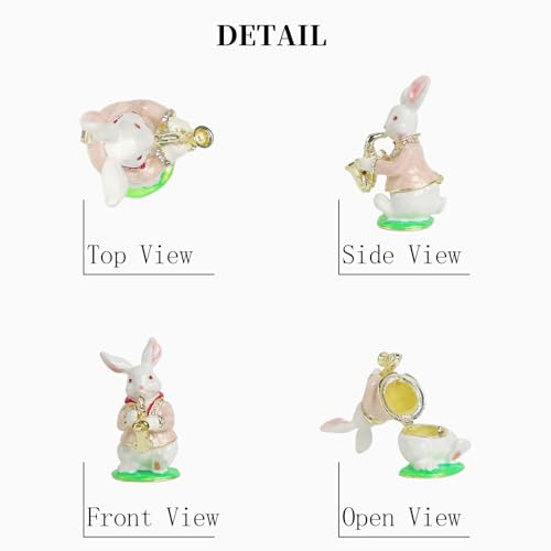 QIFU Hand Painted Pink Rabbit Style Enamel Small Trinket Box, Elegant Jewlery Box for Small Jewerly - style: Rabbit