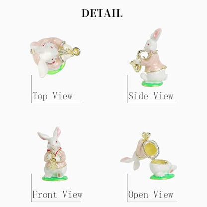 QIFU Hand Painted Pink Rabbit Style Enamel Small Trinket Box, Elegant Jewlery Box for Small Jewerly - style: Rabbit