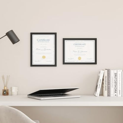 8.5x11 Picture Frame Black Set of 4, Wooden Diploma Frame with Acrylic Plexiglass for Pictures, Certificate Degree Document Frame Tabletop and Wall Mounting Display - color: Black, size: 8.5x11