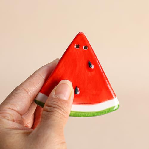 Ceramic Watermelon Shape Salt & Pepper Shakers Set, Hand-Painted Cactus Salt and Pepper Shakers, 2 PCS Set