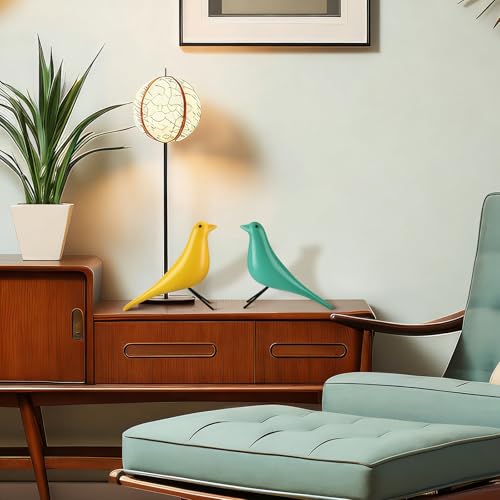 AceOrbit 3 Pcs Mid Century Modern Decor Medieval Table Decor Large Ceramic Birds Orange Blue and Yellow Ceramic Birds for Home Office Table Desktop Bookshelf Mantelpiece Shelf Centerpiece - style: Old school