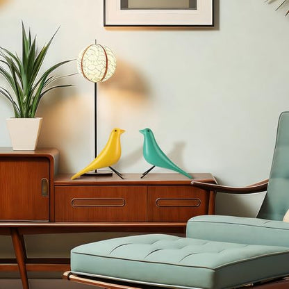 AceOrbit 3 Pcs Mid Century Modern Decor Medieval Table Decor Large Ceramic Birds Orange Blue and Yellow Ceramic Birds for Home Office Table Desktop Bookshelf Mantelpiece Shelf Centerpiece - style: Old school