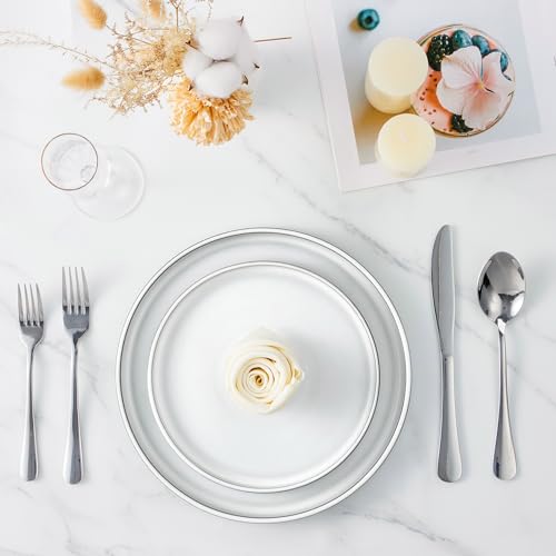 LIANYU 12 Piece Dinnerware Dishes Sets for 4, Stoneware Plates and Bowls | Ceramic Dishware Set for Pasta Dessert Cereal, Rustic Terracotta Bottom, Microwave & Dishwasher Safe, Lucent White - color: Lucent White