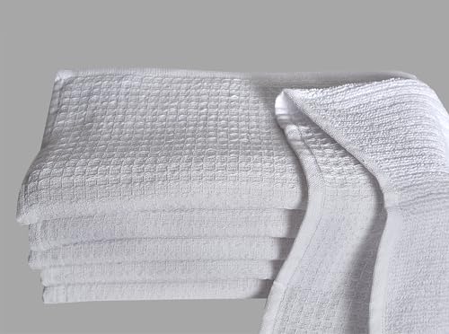 Dish Towels|Kitchen Dish Cloths Two-Sided Waffle Terry|13x28 Inches 100% Cotton Dish Rags Washing Dishes|Super Absorbent Reusable Quick Drying Dish Towels| 6-Pc Set White - color: White-2