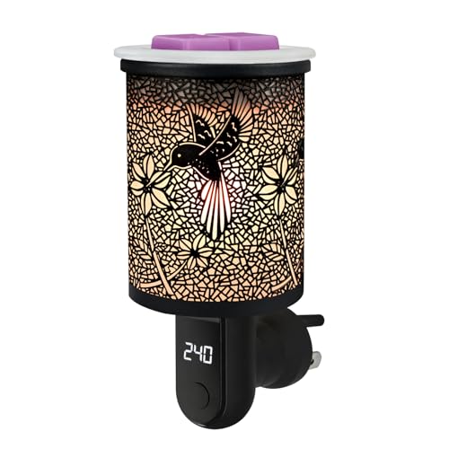 ASAWASA Plug-in Wax Warmer with Digital Display Timer and 1 Silicone Liner | Metal Electric Wax Burner, Fragrance Warmer and Night lamp, for Home Bedroom Kitchen Garage Gifts Décor Aromatherapy Spa - color: Time Hummingbird