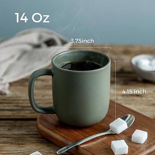AmorArc 14oz Coffee Mugs Set of 6, Ceramic Coffee Mugs with Large Handle & Wavy Rim for Latte/Hot Cocoa/Tea, Stylish Coffee Mugs for Men Women. Oven,Dishwasher&Microwave Safe, Reactive Glaze - color: Reactive Glaze