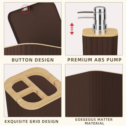 XLHOMO Bathroom Set - Elegant Brown Bathroom Set, 10PC Brown Bathroom Accessories Set, Bathroom Sets with Toilet Brush, Bathroom Trash Can - size: Bath Set, style: Brown