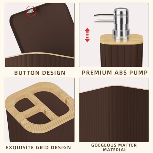XLHOMO Bathroom Accessories Set - 25PC Brown Bathroom Set, Bathroom Set with Shower Curtain and Rugs, Brown Shower Curtain Set, Toilet Brush, Bathroom Trash Can - size: Bath Set+Shower Curtain+Rugs, style: Brown