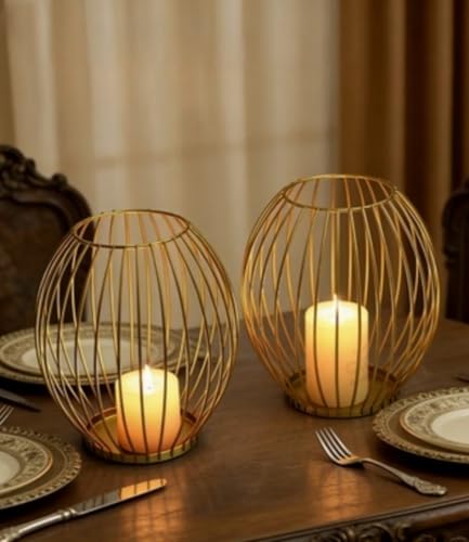 Metal Columnar Candlesticks Iron Lantern Decorations