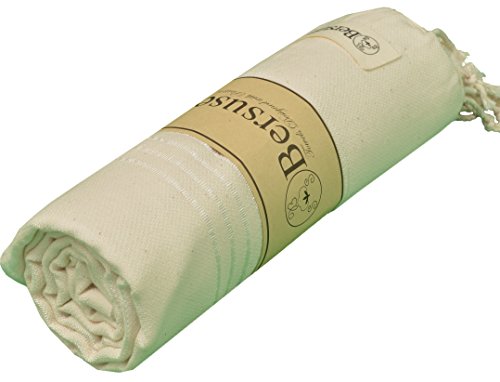 Bersuse Towels Anatolia XL Beach Blanket Throw Blanket Turkish Towel 100% Cotton Extra-Large Quick-Dry Lightweight Premium Peshtemal Towel - 61x82 Inches, Natural - color: Natural