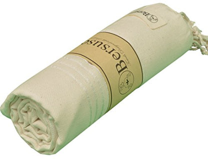 Bersuse Towels Anatolia XL Beach Blanket Throw Blanket Turkish Towel 100% Cotton Extra-Large Quick-Dry Lightweight Premium Peshtemal Towel - 61x82 Inches, Natural - color: Natural