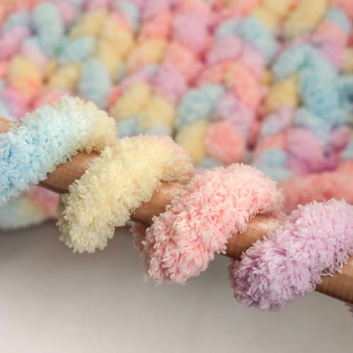 Jumbo Chunky Yarn for Hand Knitting - Super Thick Chenille Chunky Yarn for Crocheting - Extra Soft Bulky Fluffy Blanket Big Yarns 8 Jumbo Pack (27yds,8 oz Each Skein) - color: Soft Macaron
