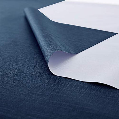 NLMUVW Navy Blue Vinyl Tablecloth, Heavy Duty PVC Table Cloth Rectangle | Dining Table Cover 100% Waterproof Wipe Clean for Kitchen Picnic, 54 x 78 inch - color: Navy, size: 78" x 54" (Rectangular)
