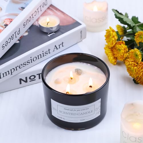 CONNOO 6 Pack 16oz Black Wide Mouth Glass Candle Jars | Airtight Bamboo Lids, Sticky Warning Labels, For Candle Making, Dishwasher Safe - color: 6 Pack-Matte Black