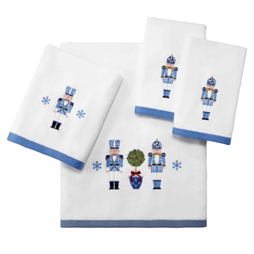 Avanti Linens - Fingertip Towels, Soft & Absorbent Cotton Velour, Christmas Decorations, Set of 4 (Nutcracker Trellis Collection)