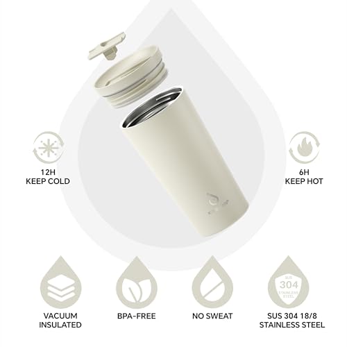 Ideus 17 oz Travel Coffee Mug, Double Wall Vacuum Stainless Steel Insulated Coffee Tumbler With Lid, Splash-Proof & Cup Holder Friendly, Keeps Drinks Hot/Cold, Dishwasher Safe, White - color: White