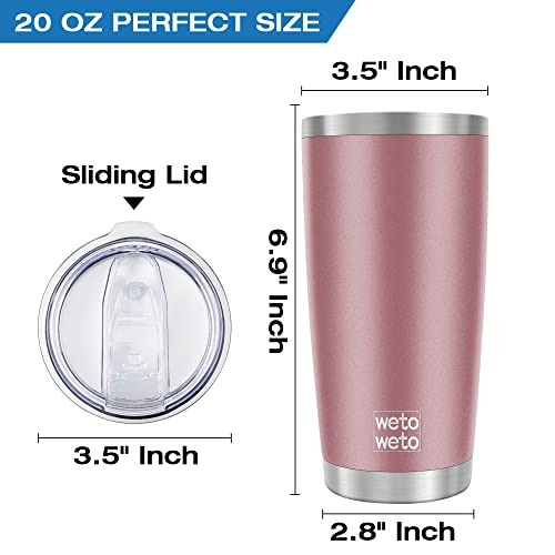 WETOWETO 20oz Tumbler, Stainless Steel Vacuum Insulated Coffee Travel Mug, Double Wall Powder Coated Insulated Coffee Mug Travel Mug with Lid Thermal Cup for Outdoor, Rose Gold, 6 Pack - color: A1-Rose Gold, style: Tumbler, 1 Lid (6 Pack)