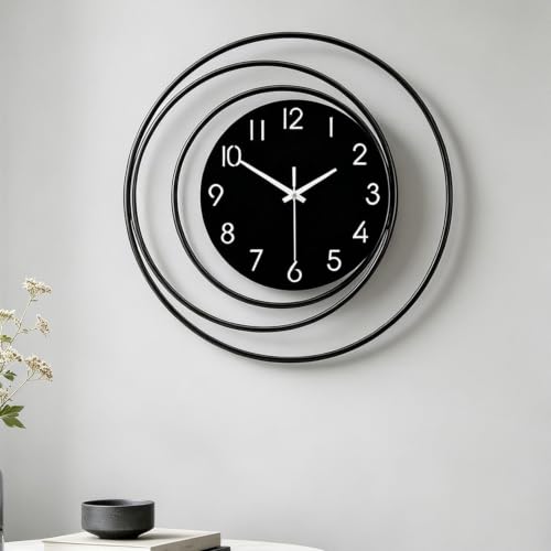 Dankeit 20inch Decorative Wall Clock, Silent Non-Ticking Quality Quartz Battery Operated, Large Wall Clock for Living Room Kitchen Home Bathroom Bedroom Wall Decor, Black - color: Black-20inch