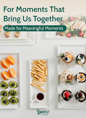 Sweese Porcelain Serving Platters 11.7 Inch - Elegant White Rectangular Plates, Set of 4 for Parties, Sushi, Appetizers - size: 11.7 Inch