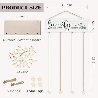 Picture Frames Collage Photo Hanging Display Picture Board Wood Rustic Frames, The Secret to Having It All Is Knowing You Already Do”Farmhouse Rustic Wood Hanging Photo Wall Table Top Frames - color: Family