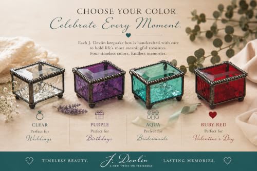 J Devlin Turquoise Stained Glass Ring Box Small Glass Keepsake Box | mall turquoise stained glass ring box for rings earrings charms tiny keepsakes and meaningful treasures - color: turquoise