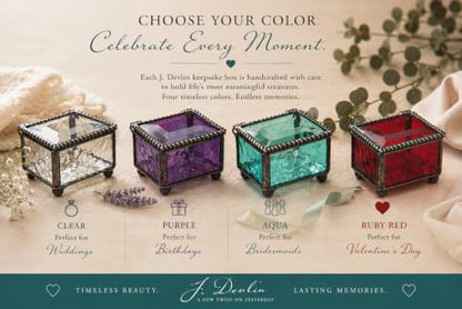 J Devlin Turquoise Stained Glass Ring Box Small Glass Keepsake Box | mall turquoise stained glass ring box for rings earrings charms tiny keepsakes and meaningful treasures - color: turquoise
