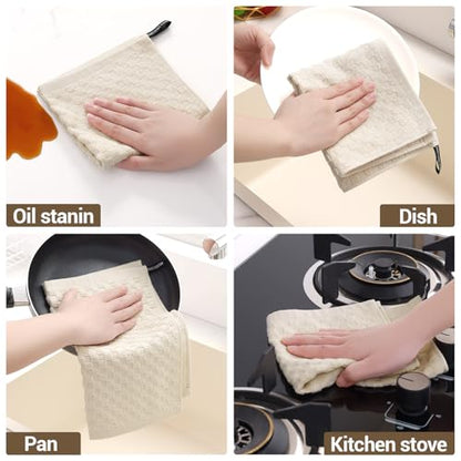 Homaxy 100% Cotton Terry Dish Cloths, 12"x12", 6-Pack, Beige | Ultra Soft Absorbent Dish Towels with Hanging Loop, Pineapple Grid Designed - color: Beige, size: 12 x 12 - 6 Pack