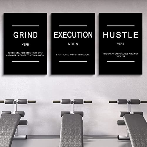 Framed Canvas Wall Art Success Quote, Office Wall Art, Black Large Poster, Positive Motivational Set of 3 Prints, Execute Failure Definition, Inspirational Print (B-3pcs,24x36inchx3pcs) - color: B-3pcs, size: 24x36inchx3pcs