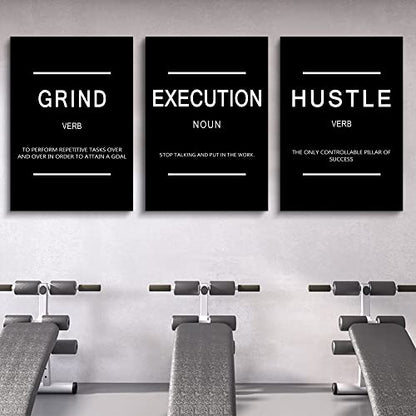 Framed Canvas Wall Art Success Quote, Office Wall Art, Black Large Poster, Positive Motivational Set of 3 Prints, Execute Failure Definition, Inspirational Print (B-3pcs,24x36inchx3pcs) - color: B-3pcs, size: 24x36inchx3pcs