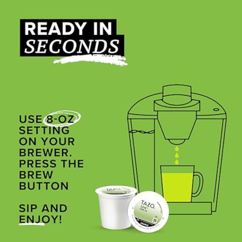 TAZO Organic Zen Green Tea K-Cups, Caffeine Free Tea with Refreshing Lemongrass & Spearmint, 22 Pods (Pack of 2) - size: 22 Count (Pack of 2) Organic Zen
