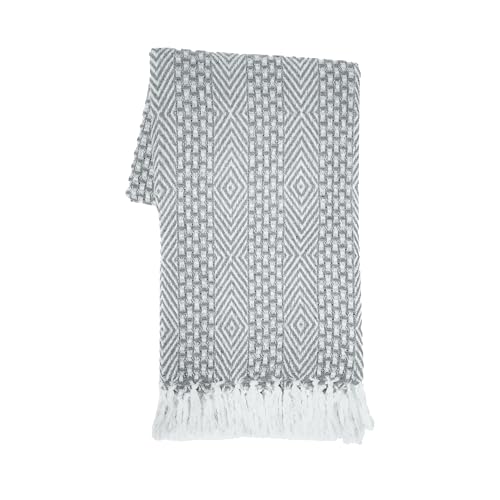 RAJRANG Grey Woven Country Rustic Throw Blanket 100% Cotton Luxury Quality Sofa Couch Bed Throws Perfect for Indoor Outdoor 50x60 Inches Wild Dove - color: Wild Dove Grey