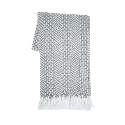 RAJRANG Grey Woven Country Rustic Throw Blanket 100% Cotton Luxury Quality Sofa Couch Bed Throws Perfect for Indoor Outdoor 50x60 Inches Wild Dove - color: Wild Dove Grey