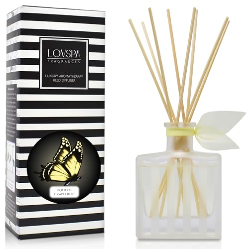 Reed Diffuser Set, Pomelo Grapefruit Scented Oil Diffuser with Sticks, Home Fragrance Accessories for Bathroom Shelf Decor, Aroma Diffusers for Home or Office Desk, USA Made - color: Pomelo Grapefruit, size: Modern Stripe/4.5 oz