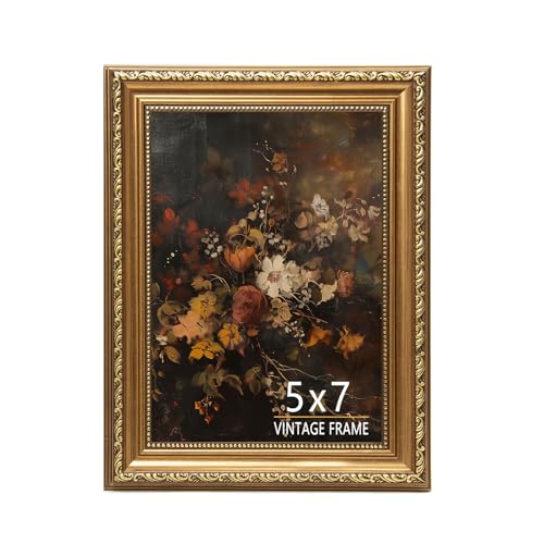 5x7 Vintage Gold Picture Frame, Ornate Antique Photo Frame 5 x 7 with HD Glass, Retro Decorative Frame for Tabletop or Wall Display, Classic Home Décor - 1 Pack - color: Bronze Gold, size: 5x7 - 1 Pack