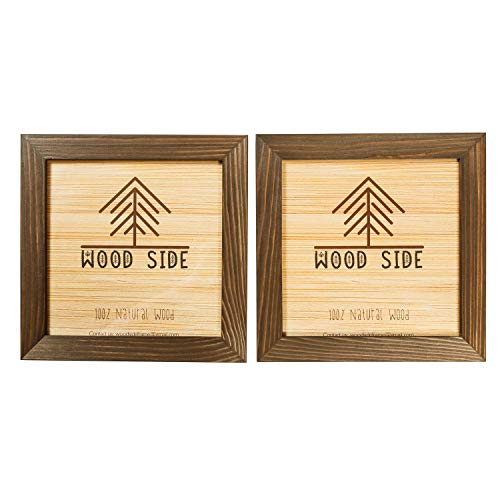 Rustic Wooden Square Picture Frames 4x4 - Set of 2-100% Natural Solid Eco Wood with Real Glass for Wall Mounting and Tabletop Display Photo Frame - Brown Wenge - color: Brown Wenge