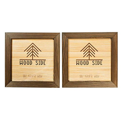 Rustic Wooden Square Picture Frames 4x4 - Set of 2-100% Natural Solid Eco Wood with Real Glass for Wall Mounting and Tabletop Display Photo Frame - Brown Wenge - color: Brown Wenge