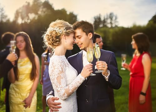 Wedding Cake Knife and Server Set with Forks, Crystal Champagne Flutes | Classical Style Toasting Glasses for Bride and Groom, Wedding Gifts for Couples, Engagement and Bridal Shower Gifts - color: Silver