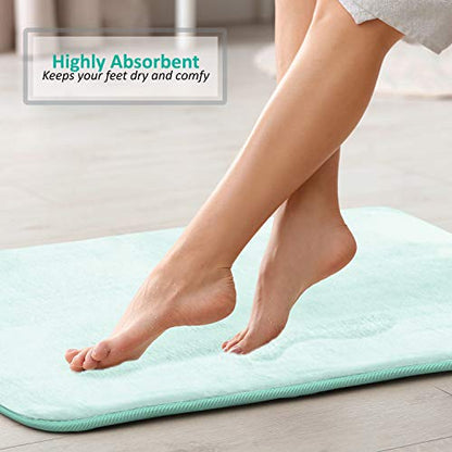 Clara Clark 3 Piece Bathroom Rugs Bath Mat Set, Velvet Memory Foam Bath Mats for Bathroom - Non-Slip, PVC Backing Bath Rugs, Washable - Dries Quickly, Blue - color: Light Blue